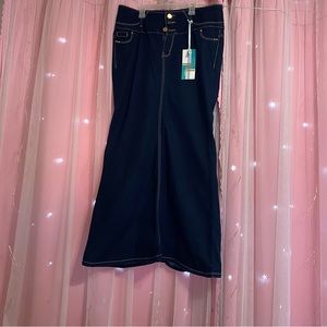 Navy blue Jean skirt denim NWT y2k vibes style aesthetic rare maxi